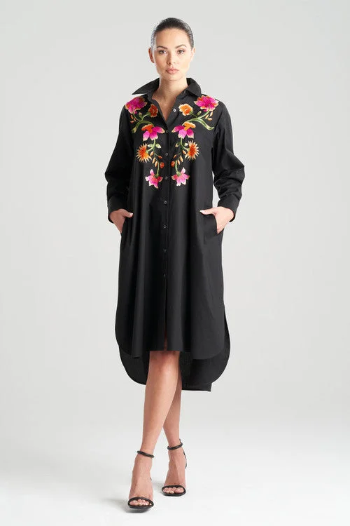 Chikayo Cotton Poplin Oversized Embroidered Shirtdress