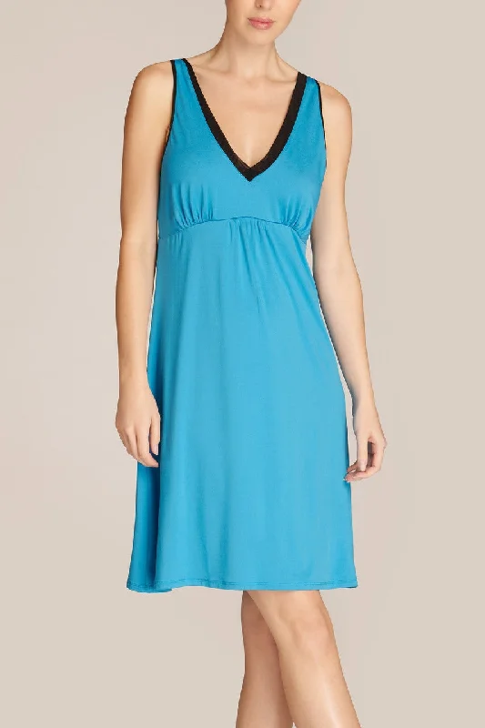 women lounge dress with pockets for added convenienceSaiyo Chemise - Aqua Blue/Black Mesh women lounge dress with pockets for added convenienceSaiyo Chemise - Aqua Blue/Black Mesh