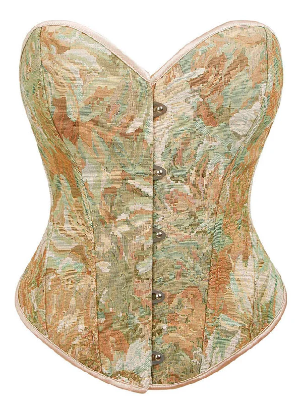 Microfiber corsets for a lightweight optionWomen's Vintage Strapless Floral Print Plastic Boned Lace Up Body Shaper Overbust Corset