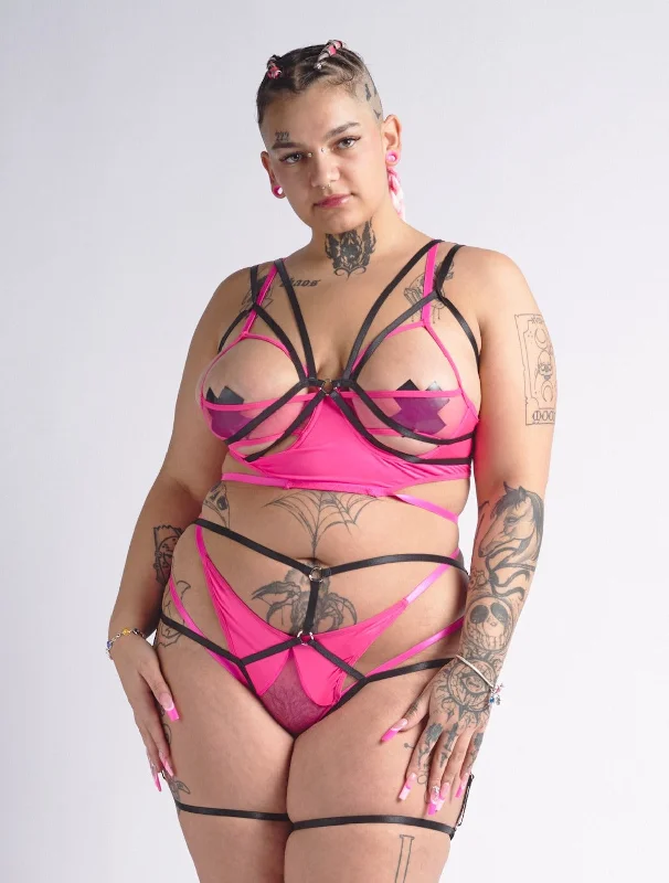 Lingerie Gift Sets for WomenDouble-Strapped Crotchless Set (4-Piece)