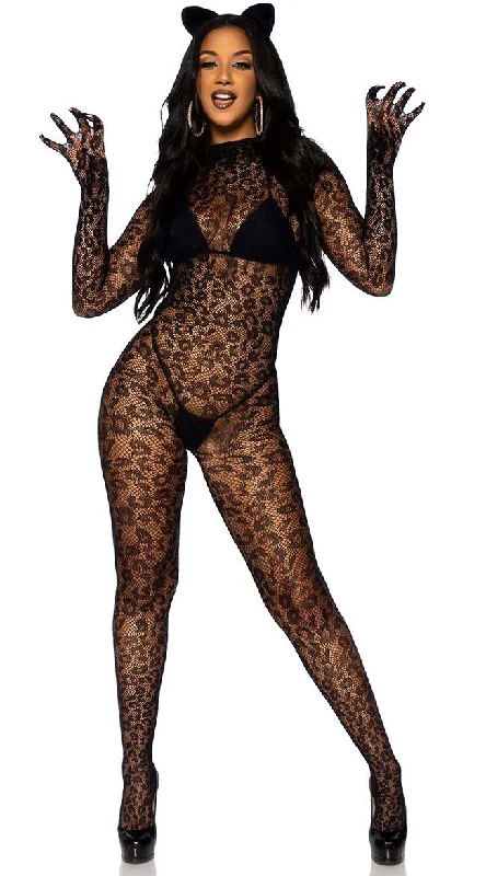 Gloved Leopard Net Bodystocking