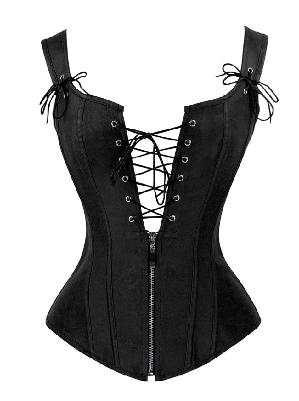Hollywood - glamour bustiers for a red - carpet effectVintage Plus Size Faux Leather Lace Up Zipper Vest Corset Top