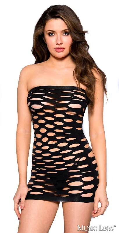 Strapless Spandex Pothole Dress Black