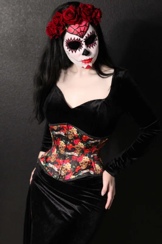 Breathable corsets for all - day wearMimi Sugar Skull Day of the Dead Dia de los Muertos Corset