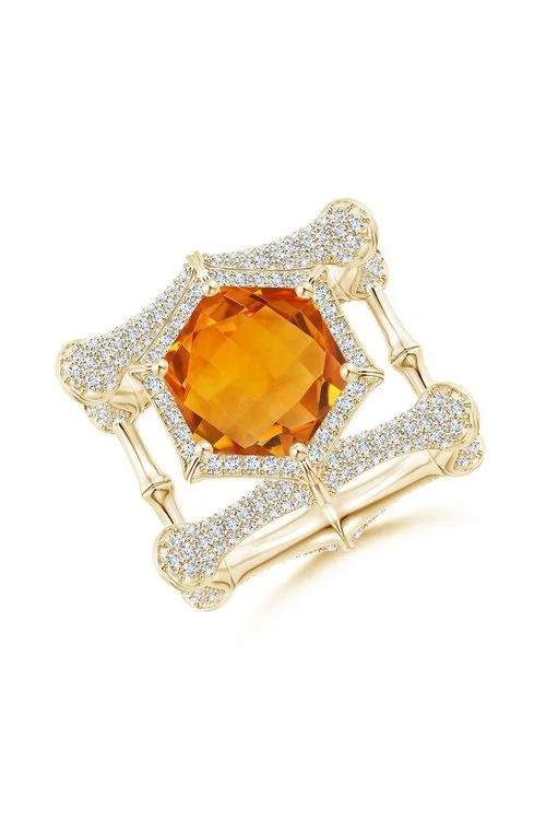Luxury Lingerie for Special Occasions Indochine Citrine Ring With Diamond Pave
