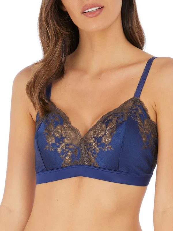 Women's Tummy Control Lingerie Lace Affair Bralette - Blue Print/Chocolate Brown
