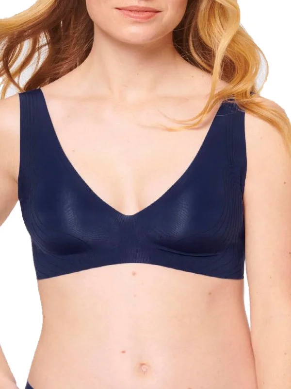 Women's High Waist Lingerie Bodysuits ZERO Feel Moulded Bralette - True Navy