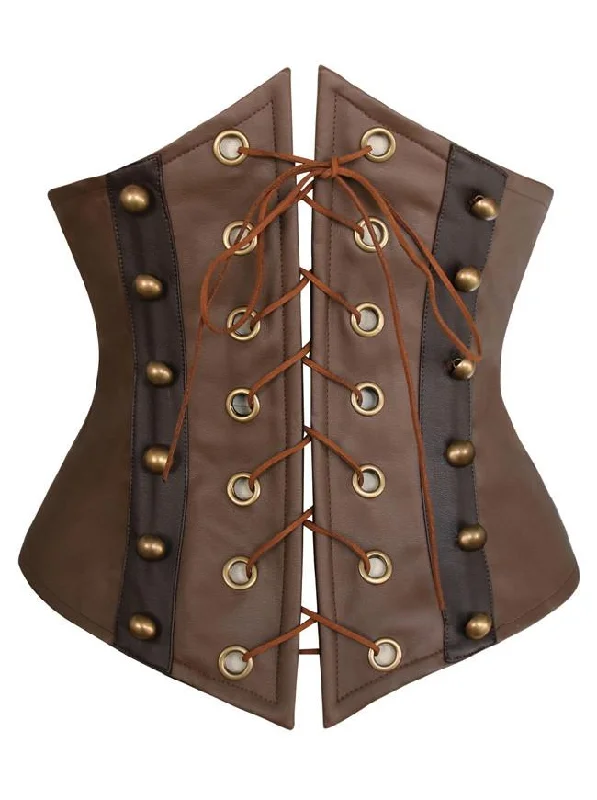 Multicolored bustiers with a vibrant and playful designWomen's Steampunk Retro Faux Leather Victorian Waist Training Underbust Corset