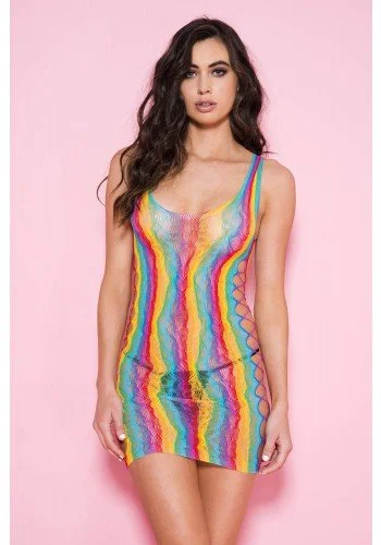 Rainbow Side Cut Out Side Dress Rainbow