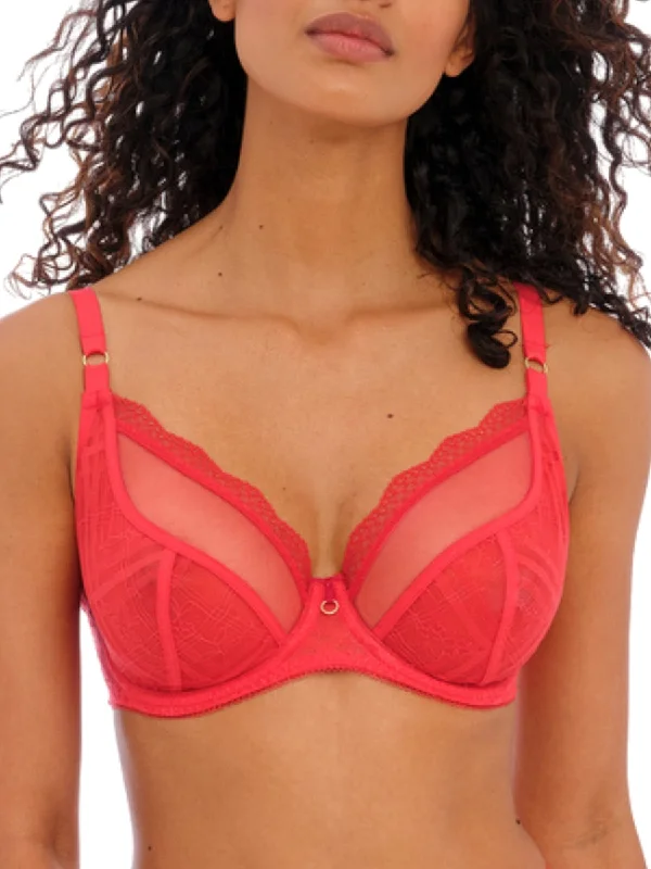 Comfortable Cotton Lingerie for Women Fatale Plunge Bra - Chilli Red