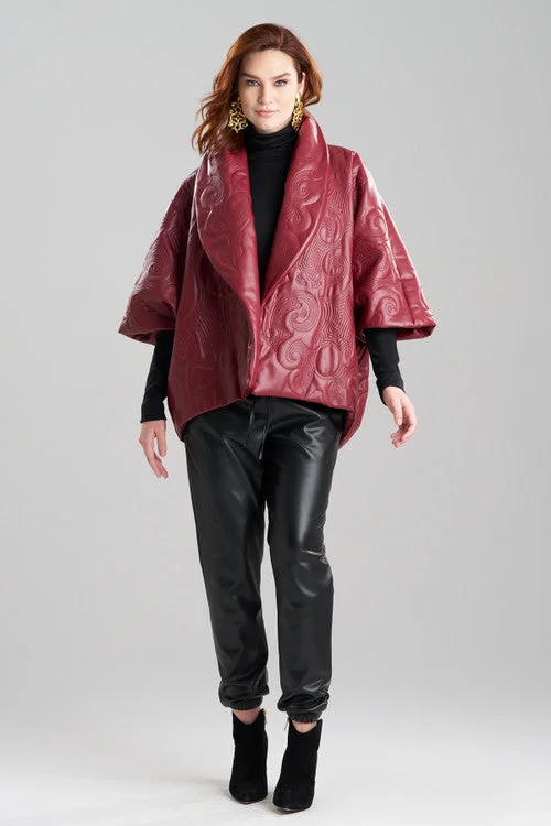 Women's Sheer Lingerie Nightgowns Vegan Luxe Lambskin Padded Shawl Collar Jacket