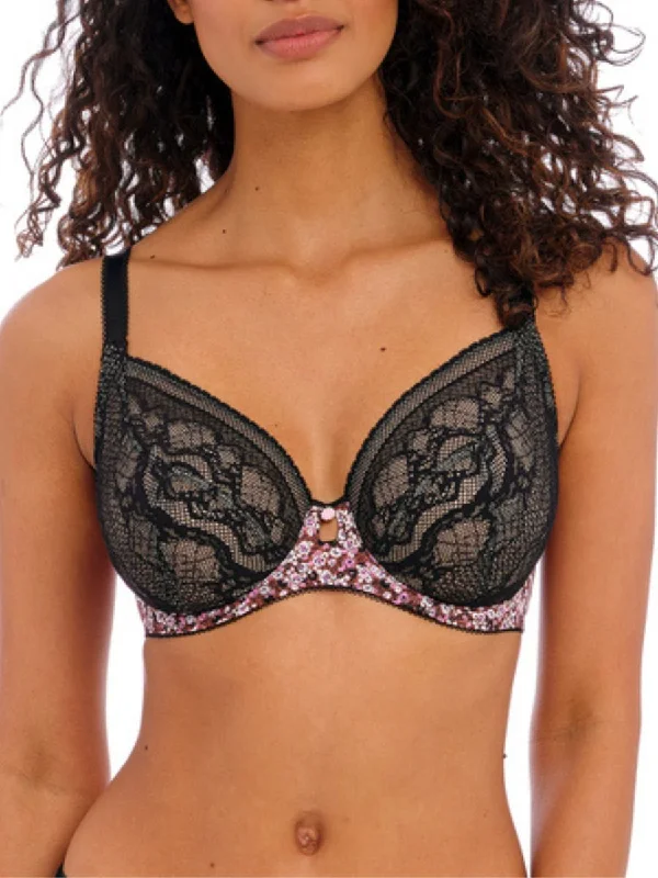 Women's Thermal Lingerie for Cold Weather Infinity Fields Plunge Bra - Black