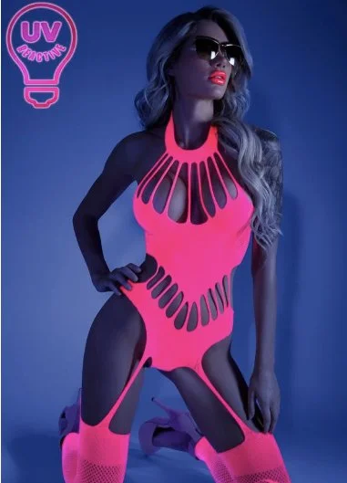 Microfiber stockings for a lightweight optionUV High Collar Footless Bodystocking Pink Microfiber stockings for a lightweight optionUV High Collar Footless Bodystocking Pink