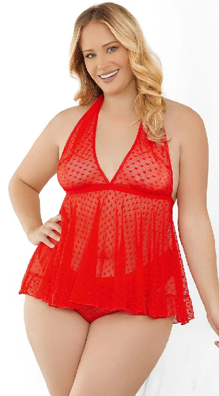 Women's Thermal Lingerie for Cold Weather Plus Size Follow Your Heart Babydoll Set