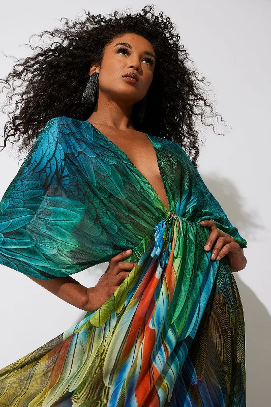 Paradise Printed Mesh Caftan Dress