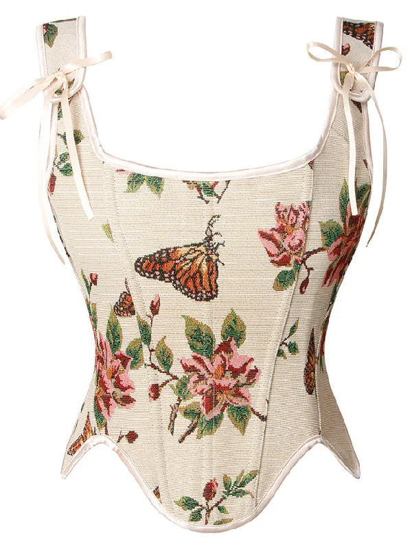 Red corsets for a passionate and attention - grabbing styleWomen's Renaissance Vintage Summer Floral Embroidery Bustier Corset Crop Top