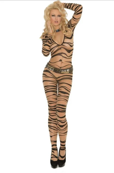 Nude - colored stockings for a natural lookZebra Long Sleeve Bodystocking Nude