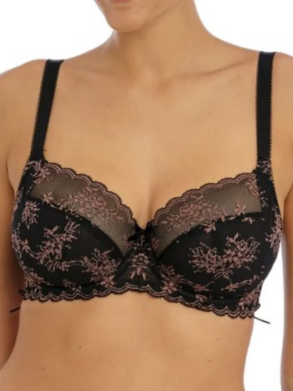 Women's High Waist Lingerie Bodysuits Offbeat Decadence Side Support Bra - Black