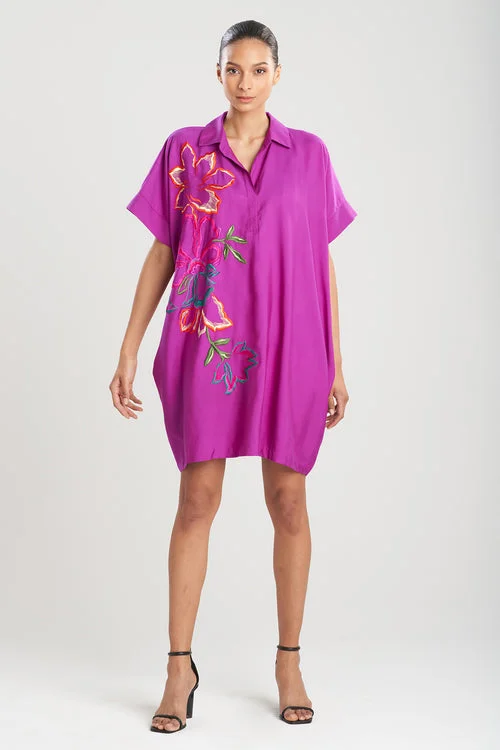 Cotton Silk Embroidered Caftan Dress