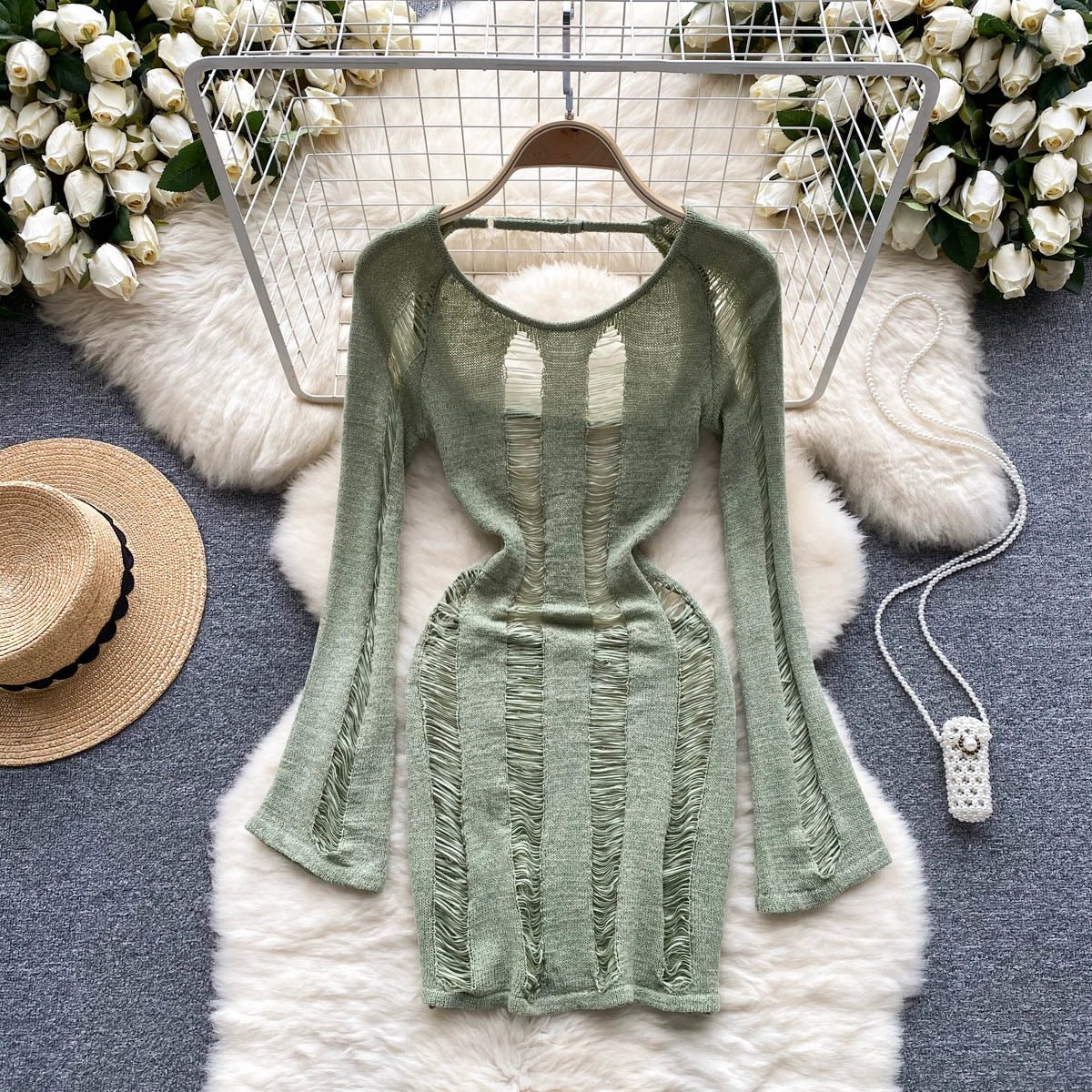 Mermaid - style sexy gowns for a glamorous effectTextured Low Back Coverup Dress By Sinderella Mermaid - style sexy gowns for a glamorous effectTextured Low Back Coverup Dress By Sinderella