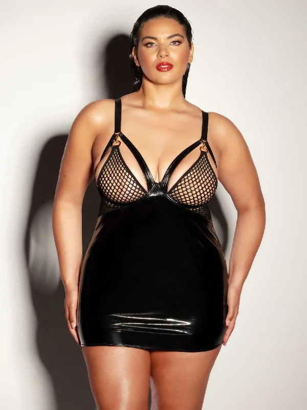 Satin sexy dresses with a shiny finishFetish Curvy Excitement Babydoll Dress