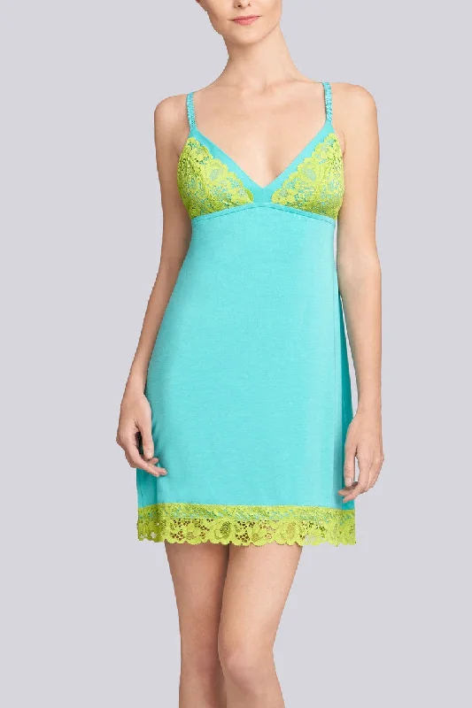 women lounge dress with a nautical theme for a beachy vibeFemme Chemise with Cups - Bright Turquoise women lounge dress with a nautical theme for a beachy vibeFemme Chemise with Cups - Bright Turquoise