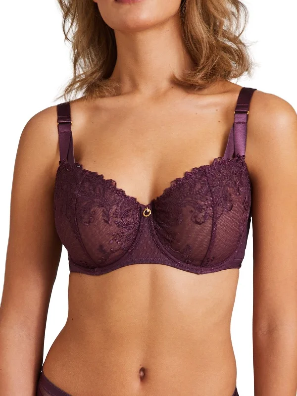 Breathable Bamboo Lingerie for Women Femme Passion Comfort Half Cup Bra - Wineberry