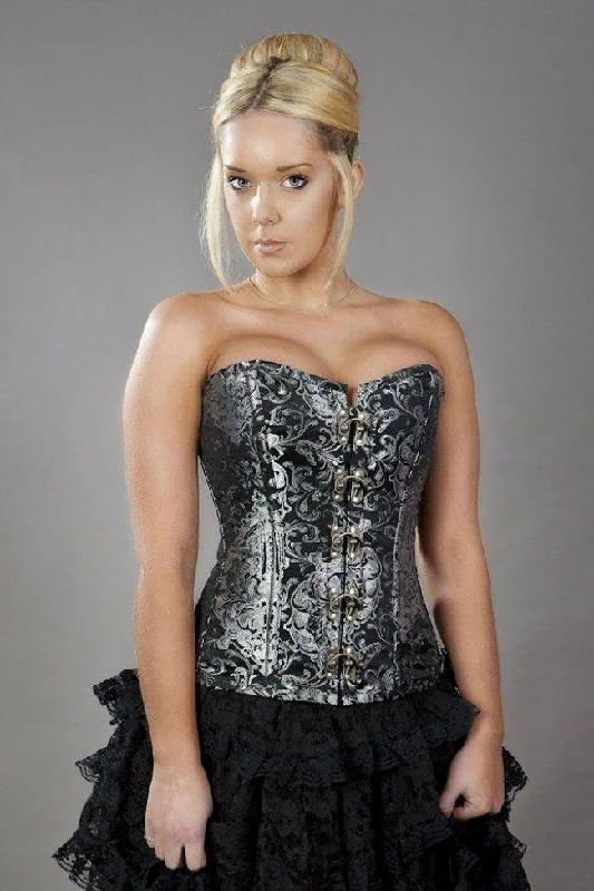 Elegant C-lock Steel Boned Overbust Corset In King Brocade