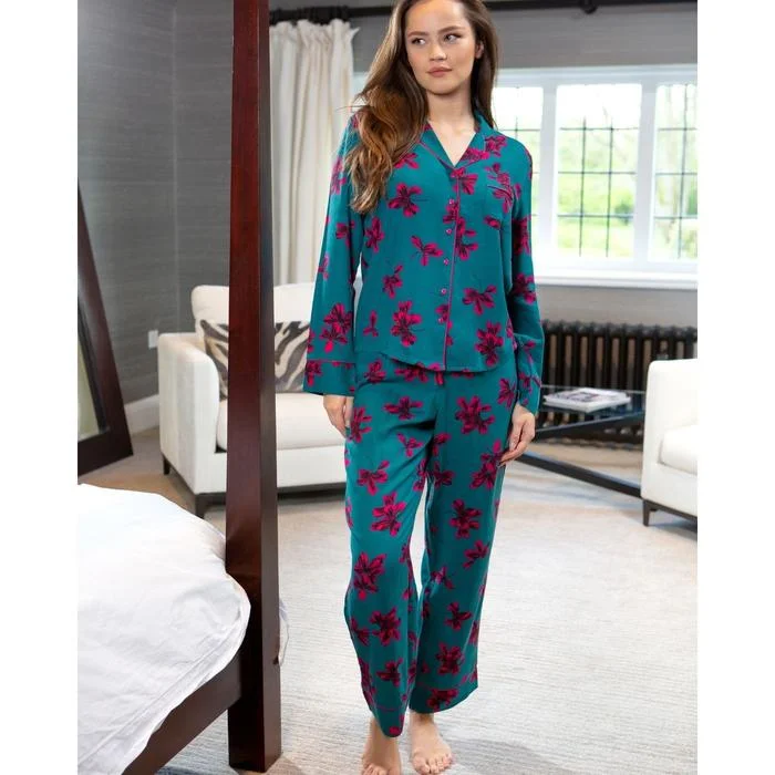 Vienne Twill Woven Pyjamas - Teal