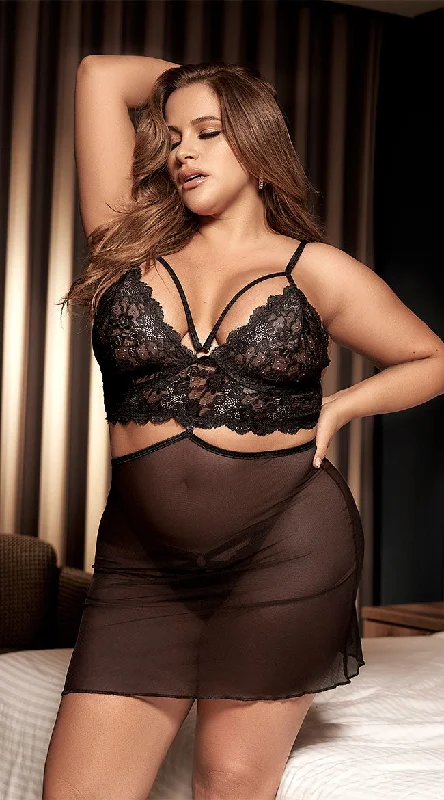 Elegant French Lace Lingerie for Women Plus Size Strapped In Lace Versatile Lingerie Set