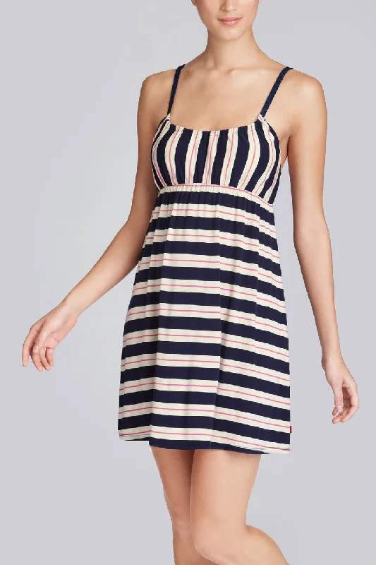 women lounge dress with a nautical theme for a beachy vibeIndo Stripe Chemise - Midnight Navy women lounge dress with a nautical theme for a beachy vibeIndo Stripe Chemise - Midnight Navy