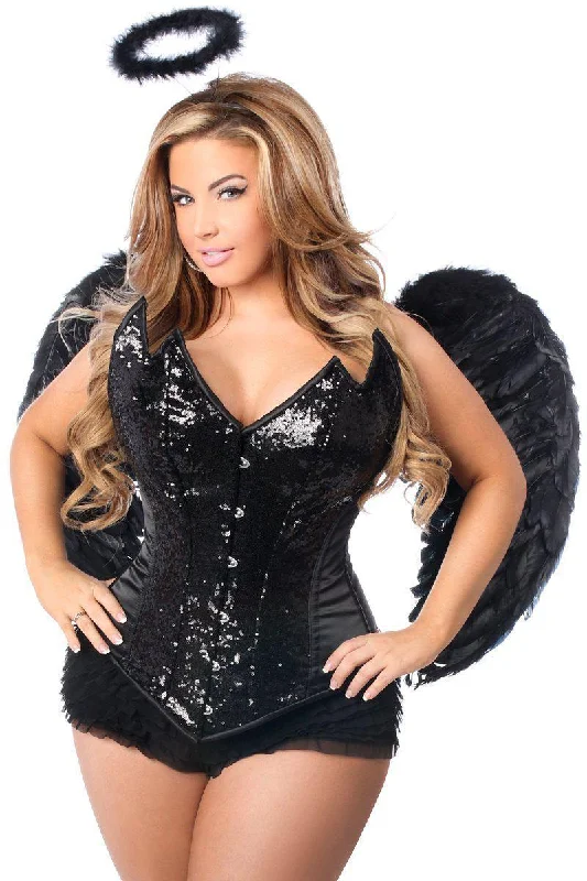 Moisture - wicking corsets for active lifestylesTop Drawer 4 PC Sequin Black Angel Corset Costume