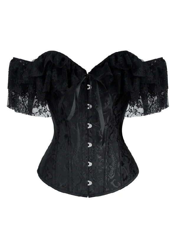 French - style bustiers for a romantic lookWomen Gothic Victorian Off Shoulder Floral Lace Overbust Corset Bustier