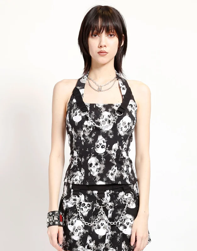 Silk bustiers for a luxurious and smooth feelMARY CHAIN CORSET SKULL