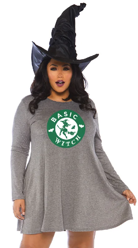 Plus Size Basic Witch Jersey Dress