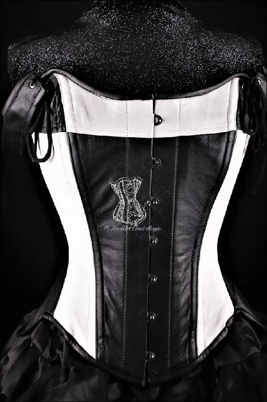 Leather Overbust Corset; Tulip in Black & White