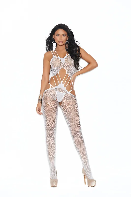 Washable stockings for easy maintenanceCrochet Bodystocking White