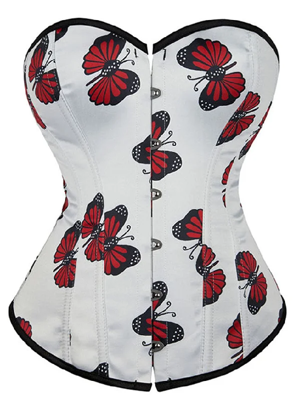 Satin corsets with a shiny and elegant finishWomen's Sexy Strapless Butterfly Print Body Shaper Overbust Corset Top