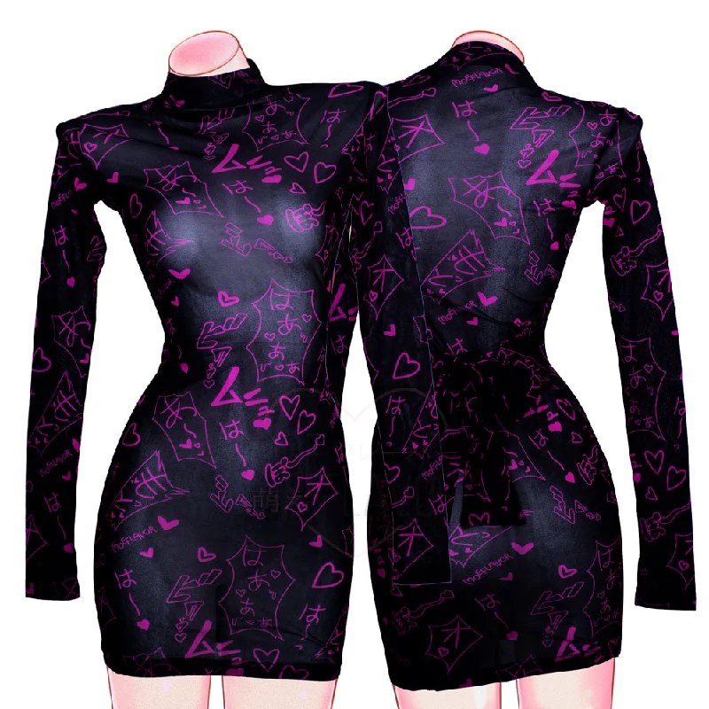 Gold - toned sexy dresses for a glamorous eventMesh Manga Noises Dress