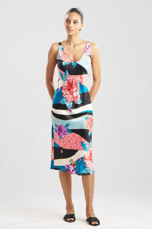 Women's Maternity Lingerie Floral Tapestry Satin Gown