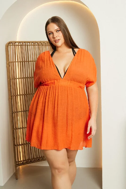 Chiffon sexy dresses for a flowy and elegant appearanceOrange Beach Dress Cover Up