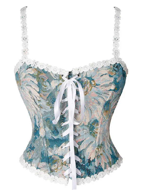 Burlesque - inspired bustiers for a performance lookWomen's Victorian Oil Painting Floral Lace Up Princess Crop Top