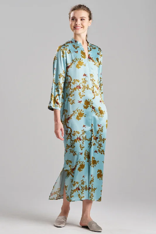 Women's Maternity Lingerie Garden Melody Satin Mandarin Caftan