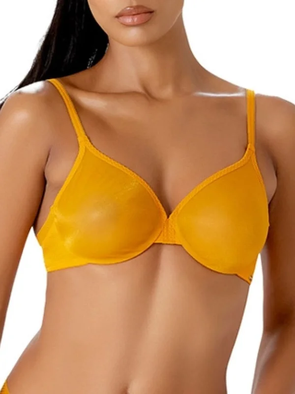 Women's Silk Lingerie Sets Glossies Sheer Moulded Bra - Mango Sorbet