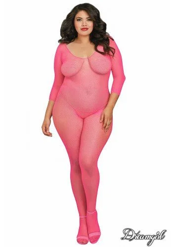 Leather - look stockings for an edgy stylePlus Size Open Crotch Fishnet Bodystocking Pink Leather - look stockings for an edgy stylePlus Size Open Crotch Fishnet Bodystocking Pink