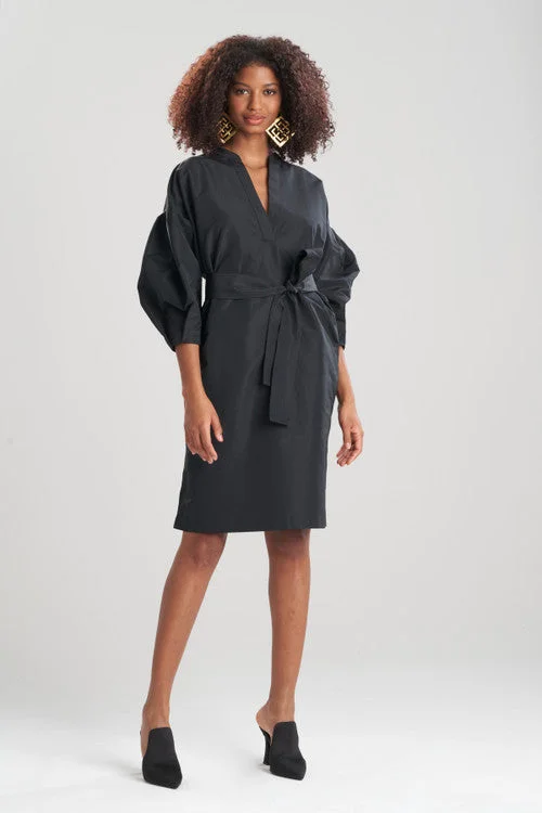 Taffeta Balloon Sleeve Shirtdress