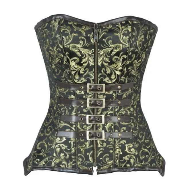 Leoni Black Gold Brocade Steampunk Corset