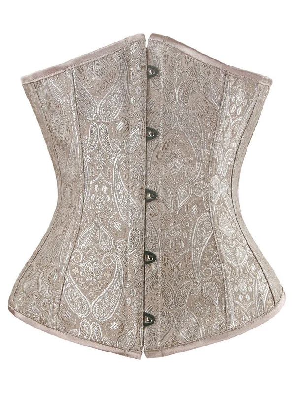 Modern - design corsets with a minimalist aestheticWomen's Apricot Brocade Waist Cincher Gothic Jacquard Underbust Corset