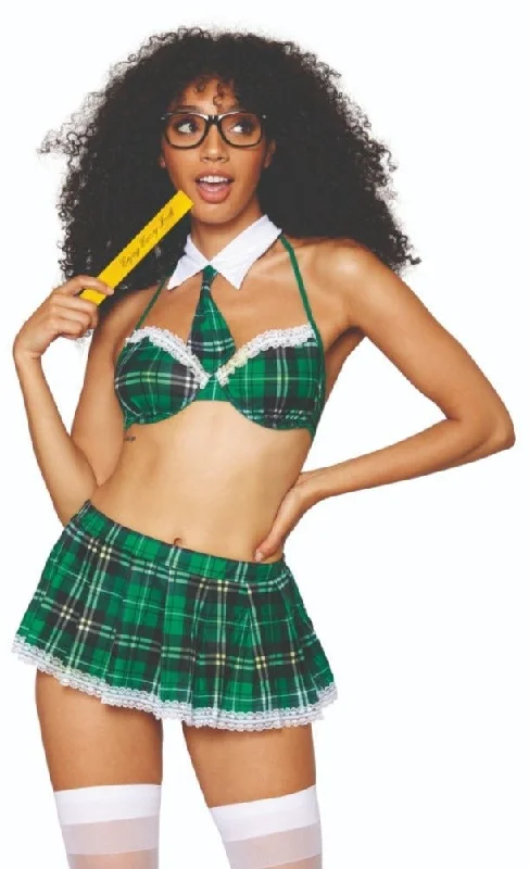 Women's Steampunk Cosplay UndergarmentsSassy Green Plaid Schoolgirl Roleplay Costume Women's Steampunk Cosplay UndergarmentsSassy Green Plaid Schoolgirl Roleplay Costume