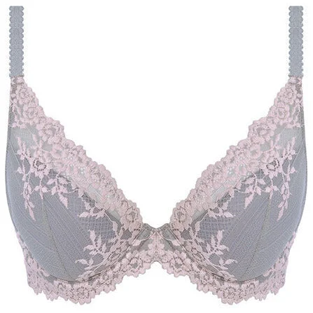 Wacoal Embrace Lace Plunge Underwired Bra - Smoke/Crystal Pink